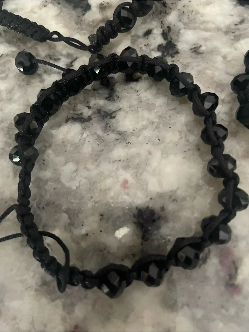 Adjustable Black Beaded Bracelet Set - Women's Jewelry